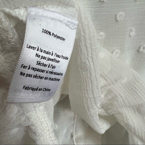 Lush Cropped White Polka Dot Cinched Ruffle Blouse - Picture 5 of 6